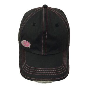 Mossy Oak Black Pink Distressed Tuck Strap Adjustable Cap Trucker Baseball Hat